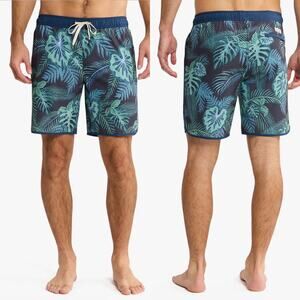 Fair Harbor Shorts Mens XL Blue Green Anchor Lined Swim Athletic Tropical Beach